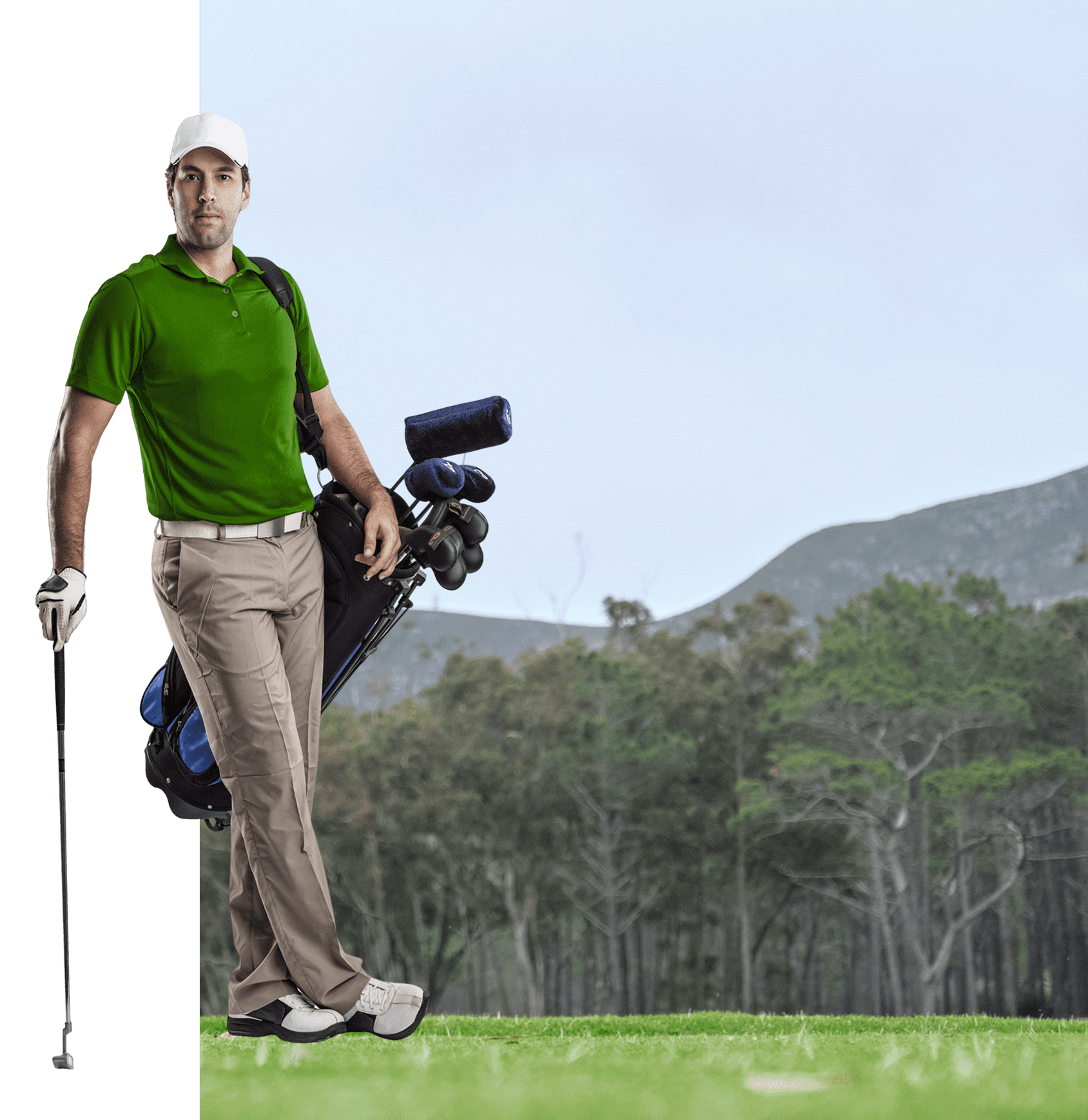 Person golfing on lush green field